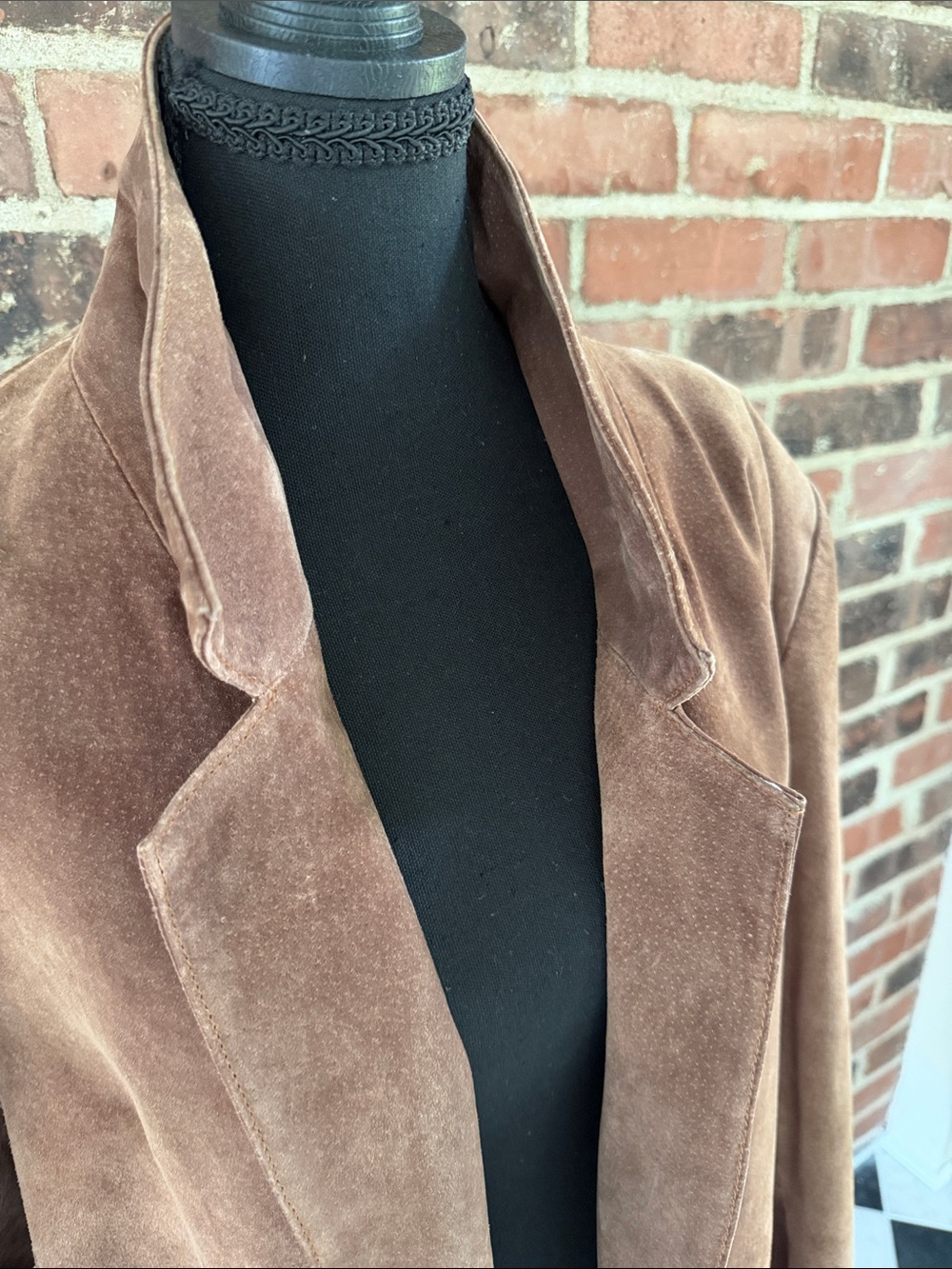 Savannah Vintage Genuine Leather Blazer Size 16 Brown 90s Oversized Jacket